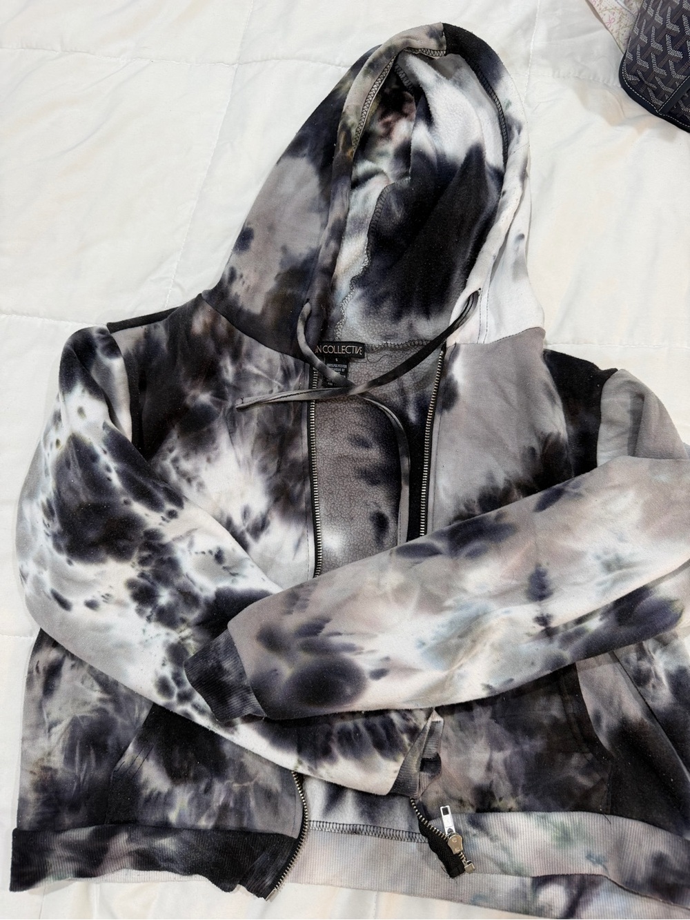 Tie-Dye Zip Hoodie - Black & Gray